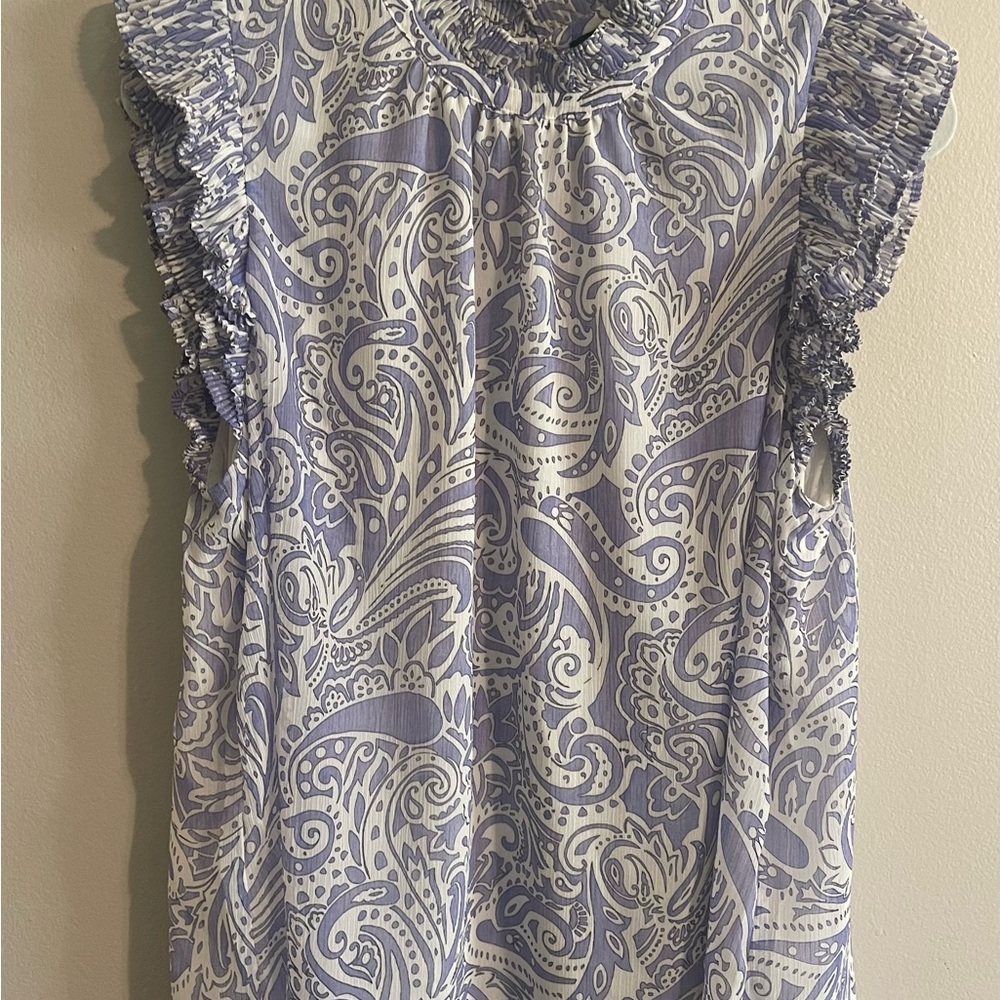Express White Ruffled Sleeveless Blouse